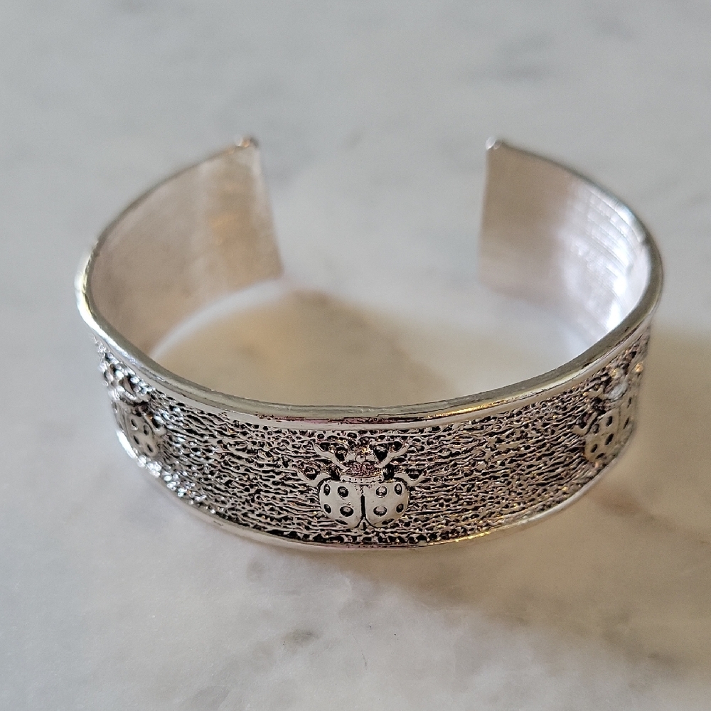 Chic Silver Ladybug Cuff Bracelet